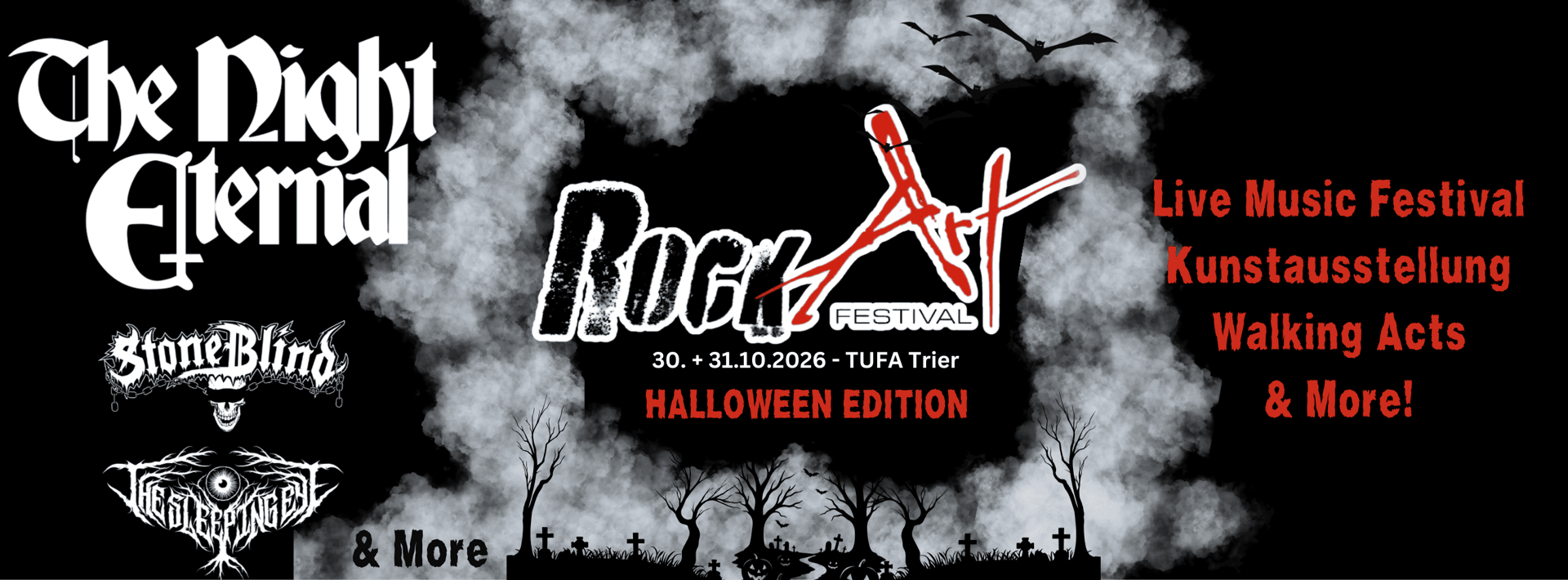 2026 10 30 +31 rock art festival 2026 tufa trier rock art kunst und kultur verein e.v. trier musik konzerte 2 tage ausstellung stone blind the eternal night eintritt frei freitag samstag tickets ab 34 €